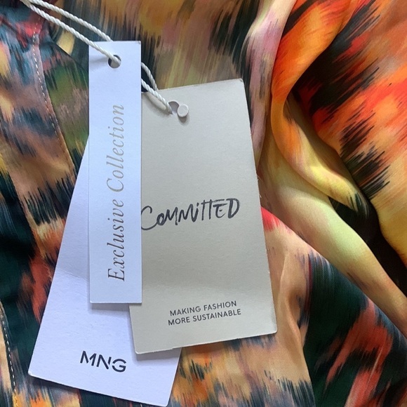 MANGO Flower Patterns Casual Flared V-Neck Long Sleeves Long maxi dress size 2 - Picture 10 of 11